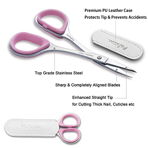 Pafason Stainless Steel Curved And Straight Nail Cuticle Manicure Scissor Set Multi-Purpose Pedicure Beauty Grooming Tool For Nail, Dry Skin #TOP4