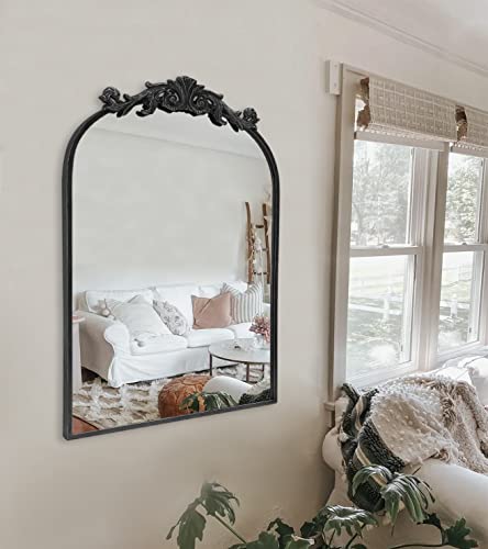 Paihome 24X36 Inch Black Wall Decor Mirror, Gothic Baroque Antique Mirror For Wall Metal Frame Decoative Arch Wall Mounted Home Hangs Farmhouse Mirrors,Hanging Or Leaning #TOP7