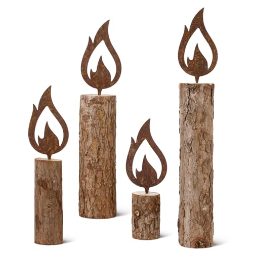BOFUNX 4 Stücke Rostiges Flamme Edelrost Flammen Deko mit 4 Stücke...