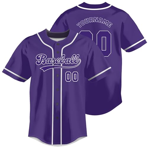 Purple Custom Baseball Jersey Customized Make Your Own Jerseys Personalized Name & Number Uniform for Men/Women miniatura 1