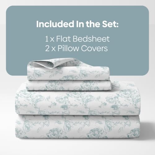 Image of Haus & Kinder Double Bed Bedsheet for Queen Size Bed with 2 Pillow Covers 90 Inch x 100 Inch | Premium Soft & Silky Pure Cotton 300 TC Flat Double Bedsheet | Luna Rose Cream