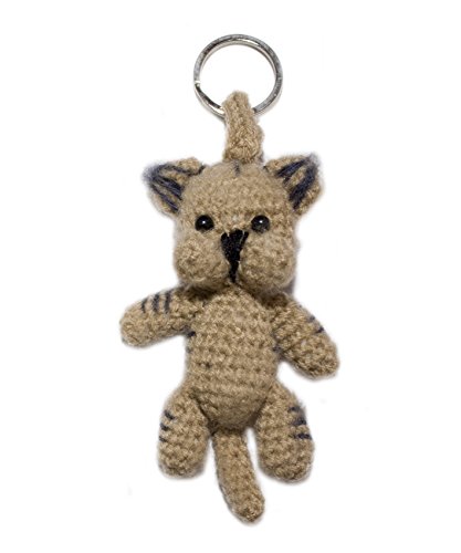 Preisvergleich Produktbild Bers Schlüsselanhänger Katze braun aus Stoff gehäkelt Handarbeit