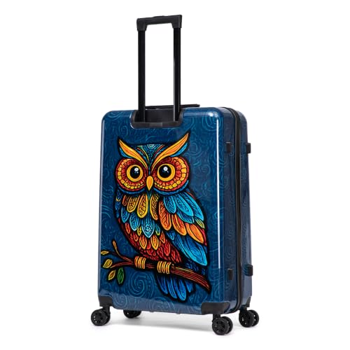 Image of InUSA Owl Print 3 Piece Hardside Spinner Luggage Set 20 /24 /28in. TSA Lock