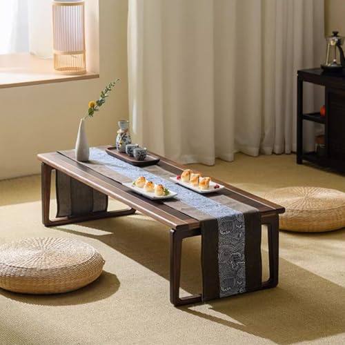 Table basse de salon en bois pliable rectangulaire noyer - 3