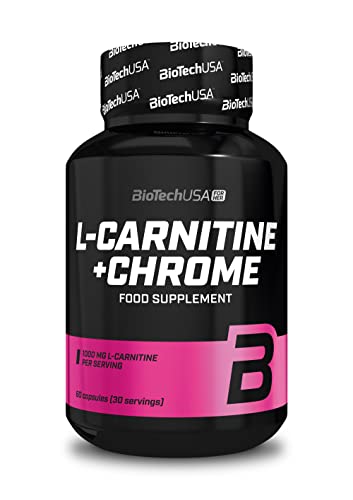 BioTechUSA L-Carnitina + Cromo | Fórmula Control de Peso | Sin Estimulantes | 1470mg L-Carnitina L-tartrato por porción, 60 Cápsulas