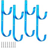 Dpyrrhic Pool Pole Hanger,4 Pcs Blue Aluminum Pool Hooks for Poles,Rakes,Skimmers,Nets, Vacuum Hoses, Garden Tools,Outdoor Equipment Hooks