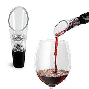 TenTen Labs Wine Aerator Pourer (2-pack) – Premium Aerating Spout and Decanter Set – No Drip and No Spill – Improve Taste and Smell Immediately – Gift Box Included – Black