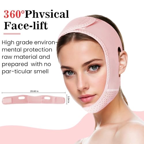 ROWMATE V Line Lifting Mask Chin strap for sleeping, V Line Lifting Mask for Women,Jaw Exerciser,Medium,LightPink