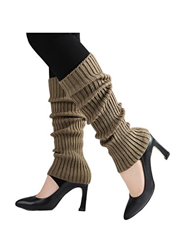 Image of uxcell Women's Knitted Design Solid Warm Thick Knee High Length Ribbed Leg Warmers