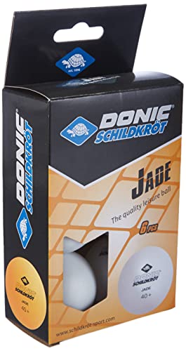 Donic Schildkrot Pallina da Ping Pong Jade, qualità Poly 40+, Confezione da 6, Bianca, 618371, Taglia Unica