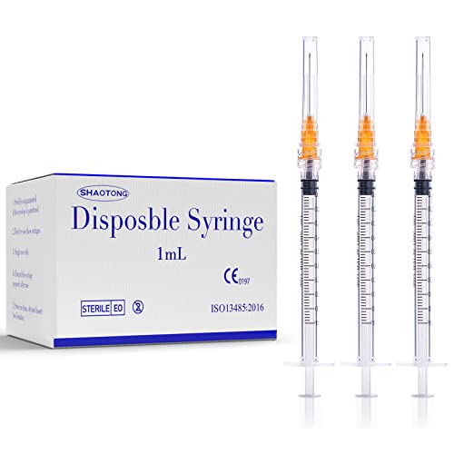 Image of 1ml Syringe 25G 1 inch Luer Lock Needle Lab Disposable Sample Syringes 100 Pack