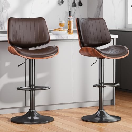 REONEY Bentwood Swivel Stool
