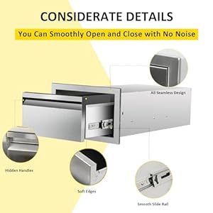 Outdoorkitchendrawers14wx85hx23dflushmountsinglebbqdrawersbuiltinstainlesssteeldrawerforoutdoorkitchenislandpatiogrillstation Urban Country Home Decor Outdoor kitchen drawers 14 w x 85 h x 23 d flush mount single bbq drawers built in stainless steel drawer for outdoor kitchen island patio grill station urban country home decor