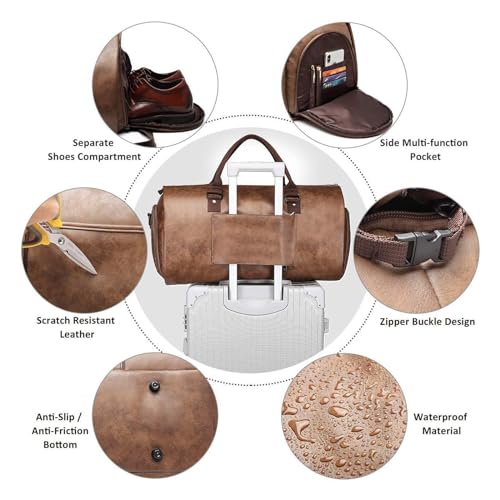 Suit Storage Bag Garment Duffle Bag for Convertible Garment Bag with Shoe Pouch for Travel, Business(Brown)3