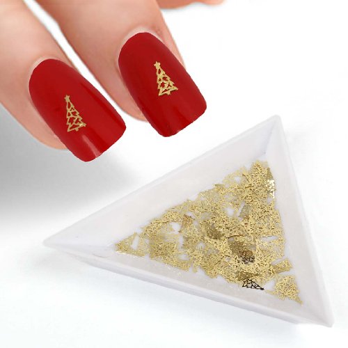 BMC 120pc Flexible Gold Metal Bow w/ Tails Cut Outs Nail Art Decorative Confetti