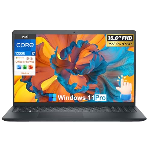 Image of Dell DC15250 15 Touchscreen Laptop Computer - Intel 10-Core i7-1355U, 15.6 inch FHD Anti Glare, Intel UHD Graphics, Wi-Fi 6, Win 11 Pro, Office 365 for The Web Lifetime (16GB RAM, 1TB SSD)