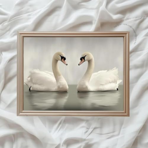Tableau sur toile vintage cygne pour habiller un mur vide sans encombrer l'espace