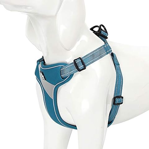 WINHYEPET True Love Dog Harness Reflective Pet Harness Adjustable for Running Walking Padded Soft Mesh Dogs Vest Easy Control for Small Medium Large Pets TLH5991(Blue,M) Cover