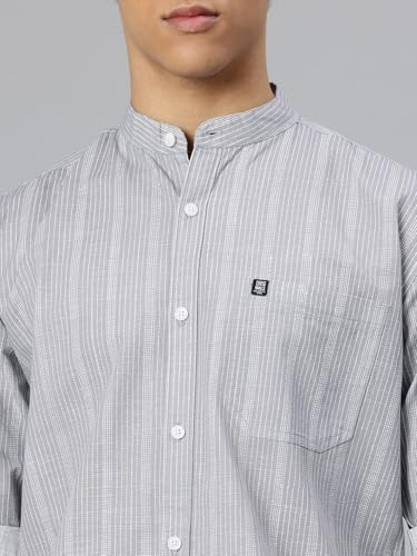 Image of Majestic Man Men's Pure Cotton Mandarin Collar Slim Fit Casual Shirt