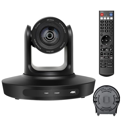HCSTVCON Câmera PTZ 4K HDMI Zoom óptico 20x com saídas de transmissão IP USB3.0/HDMI/LAN, para vMix
