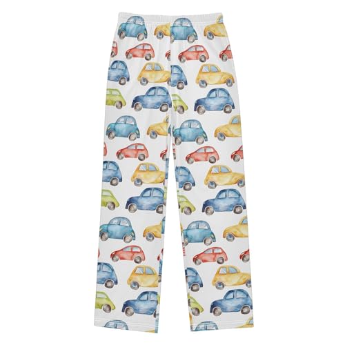 Pajama Pants Cartoon Cars Watercolor PJ Bottoms Sleepwear Lounge Sleep Pant with Pockets