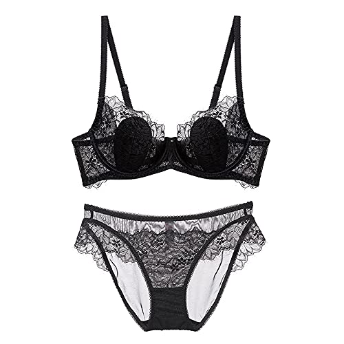 Ensemble de lingerie en dentelle noire WENJUN taille 80 E soutien-gorge sans coque