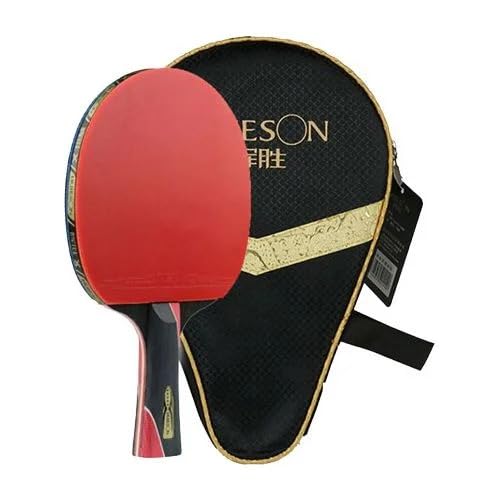 Raquete Tênis de Mesa Clássica 5 Estrelas Profissional Carbono Ping Pong + Capa + 3 Bolas