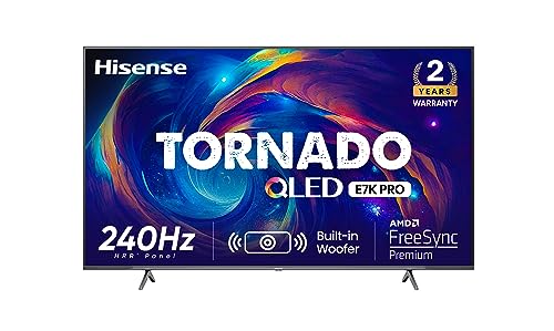Hisense 164 cm (65 inches) Tornado Series 4K Ultra HD Smart QLED TV 65E7K PRO (Dark Grey)