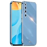 HONLEN Custodia per Xiaomi MI 10 5G (6.67" Inches), Cover Morbida in Silicone TPU, Design del Telaio Galvanico - Blu navy