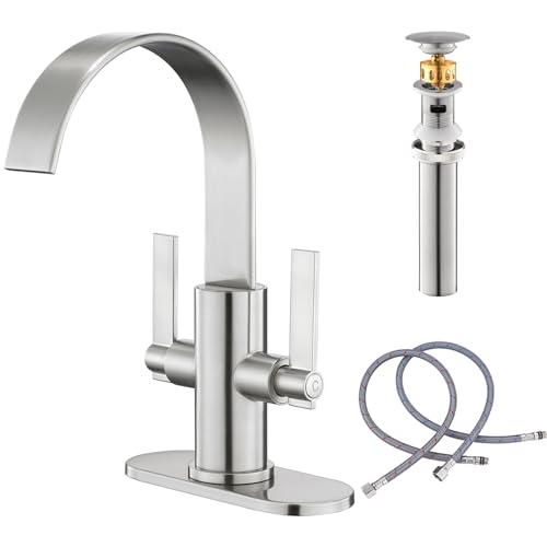 Brushed Nickel Bathroom Faucets，Bathroom Sink Faucet 3 Hole or 1