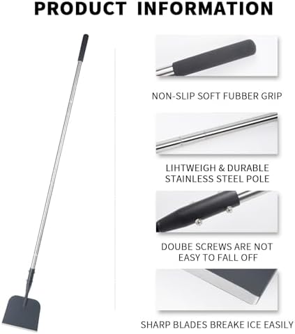 BARAYSTUS Flat Shovel with Adjustable Handle, 59 in Floor Scraper, Ice Scraper, Garden Cleaning Tool, Ice Chopper, Snow Shovel, Multifunctional Weed Remover for Walkway Driveway - 4