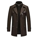 KUDORO Herren Wintermantel Wolle Kurzmantel Herren Wollmantel Mittellang Slim Fit für Business Freizeit Peacoat Herren Casual(Grüne Armee1,M)