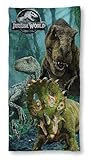 SkyBrands Jurassic World Kinder Duschtuch 70x140 cm - 100% Baumwolle Badetuch - Weich & Atmungsaktiv - Ideal für Strand, Pool & Badezimmer - Dino-Motiv für Jungen & Mädchen