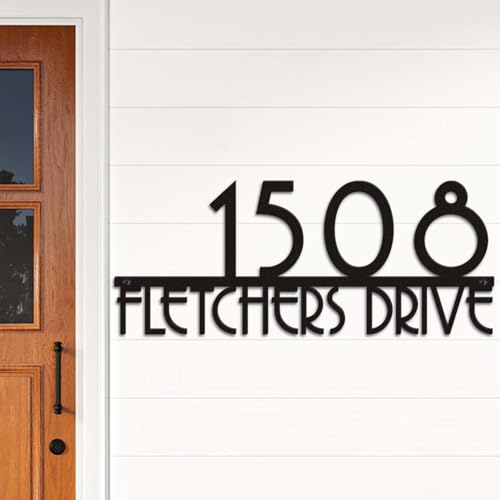 Image of Metal Address Signs for Houses - Custom House Numbers for Outside Rustproof | Personalized Address Numbers Sign Plaque for House, 3D Shadow Effect Easily Readable Wall Art Sign, Multiple Colors and Sizes