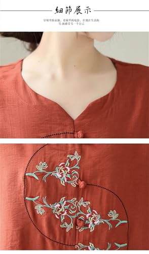 Women 2 Piece Sets Pant Suits Chinese Style Vintage Embroidery Shirt And Ankle-Length Pants2