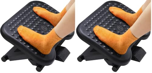 Image of ErGear Under Desk Footrest, Adjustable Foot Rest with 3 Height Settings and 30-Degree Angle, Ergonomic Desk Foot Rest with Massage Texture, Foot and Leg Rest for Home & Office (Pack of 2)