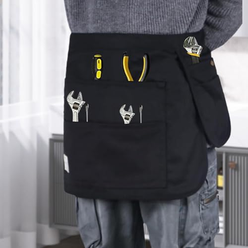 Delantal de peluquería unisex ajustable con bolsillos para camarero y carpintero 3