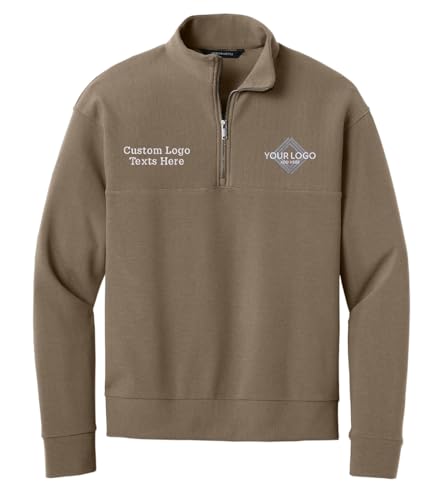 INK STITCH Men Mercer+Mettle MM3040 Custom Embroidery Logo Texts Linear Texture Quarter Zip Up