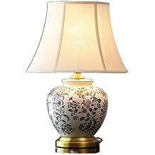 Desk Lamp Ceramic Table Lamp Painted Flowers Table Lamps Bedroom Bedside Lamp Traditional Living Room Study Office Table Lamps for HomeB,Remote Control Switch
