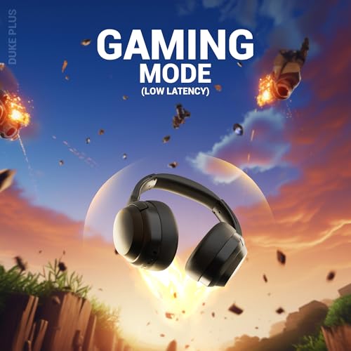 Image of ZEBRONICS Duke Plus, Wireless Over Ear Headphone with ANC, ENC, Gaming Mode, Dual Pairing, Rapid Charge, Upto 70* Hours Backup, Bluetooth v5.4, AUX, Comfortable Earcushion, Deep Bass (Black)