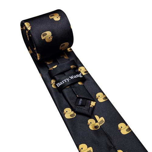 Image of Barry.Wang Fun Animal Ties for Men Designer Handkerchief Cufflink WOVEN Casual Necktie Set Festival