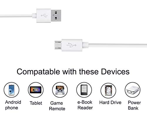 Image of Extra Long Micro USB Fast Charging USB Cable | Micro USB Data Cable | Quick Fast Charging Cable | Charger Sync Cable | High Speed Transfer Android Smartphones V8 Cable (2.4 Amp, 3m,) (White)
