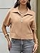 Tankaneo Womens Trendy Vest Top Summer Casual Short Sleeve Zip Up Blazer Cropped Loose Fit Collared Blouses