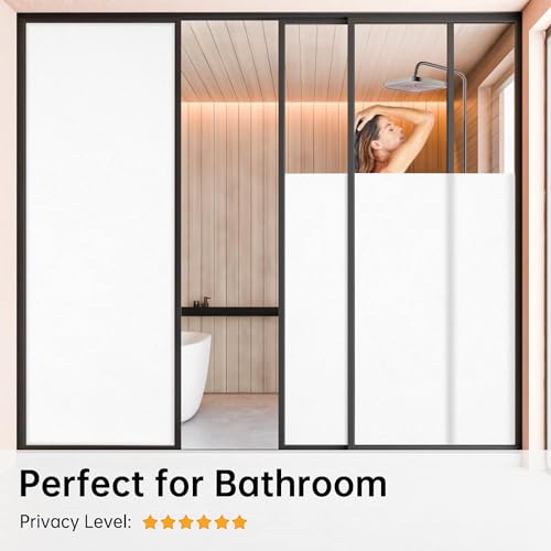 Image of CREON Window Privacy Film Frosted Glass Static Cling UV Sun Blocking Heat Control Window Tint Day and Night Insulation Home Bathroom Door Decorative Frosting Cover (Blur-WIHITE, Frostd (20 x 55 inch)