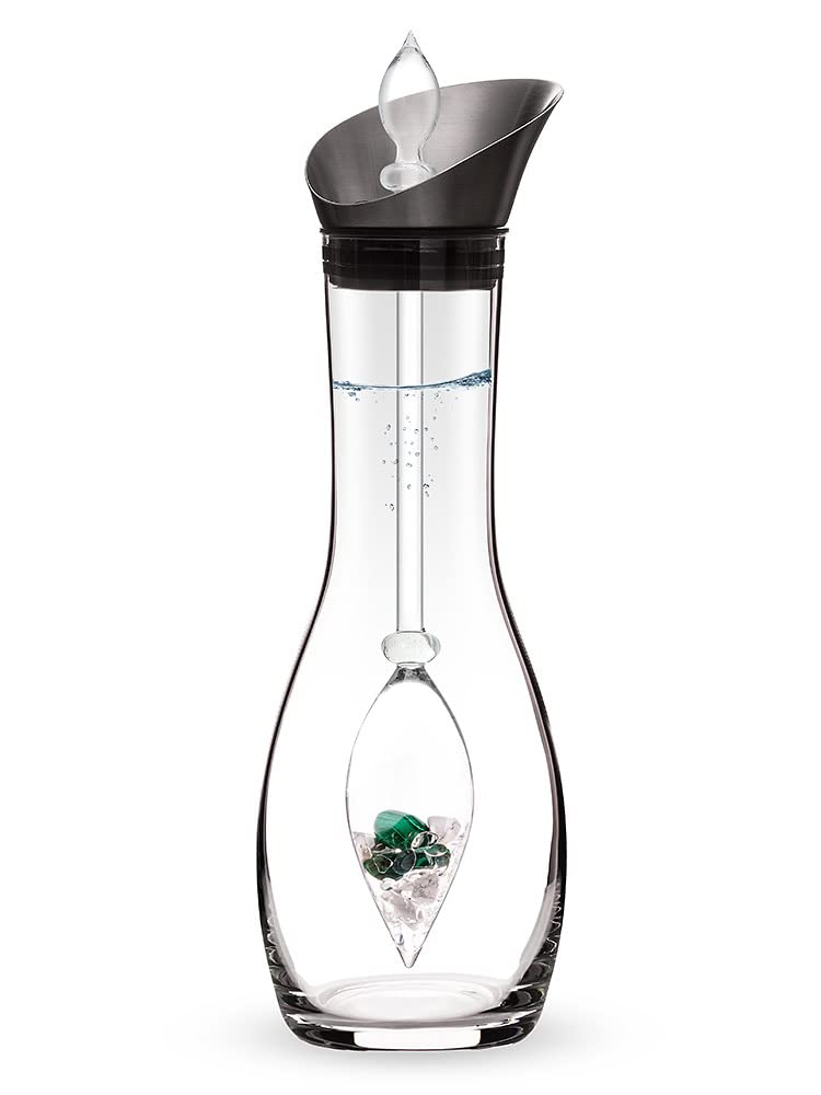 VitaJuwelEra FORCE OF NATURE | Crystal Water Decanter with Malachite, Magnesite & Clear Quartz