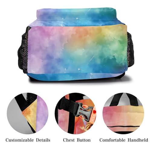 Personalized Watercolor Cute Fairy Girl Custom Backpack Waterproof Multifunctional Daypack with Name Gift H4