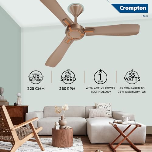 Image of Crompton HIGHSPEED SANTOS ANTIDUST 1200 mm (48 inch) Ceiling Fan (Tawny Brown) Star rated energy efficient fans