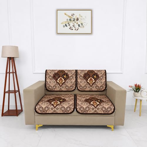 Image of Homerz Premium 'Maharaja Paradise Series' Sofa Cover | Net Fabric Sofa Cover | Washable, Anti-Dust Backed & Wrinkle Resistant Cover (Noor Mahal, 2 Seater, Seat Cover with Backrest)