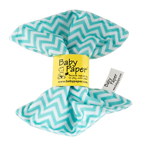 Image of Original Baby Paper - Crinkle Teether and Sensory Toy for Babies and Infants | Turquoise Zig Zag | Non-Toxic, Washable | Great for Baby Showers