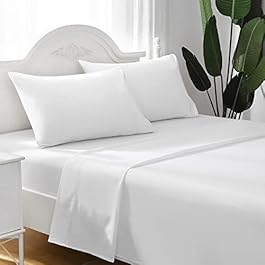 ILAVANDE White Twin Sheets Set 3 Piece,Hotel Luxury 1800 Series Super Soft Microfiber Twin Bed Sheets Set,Wrinkle Free & Breathable,14″ Deep Pockets Twin Size Sheets(Twin,White)